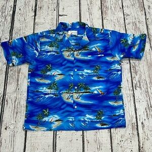 Vintage Honeymoon Surfing Hawaii Vacation Summer 1980s Short Sleeve Shirt
